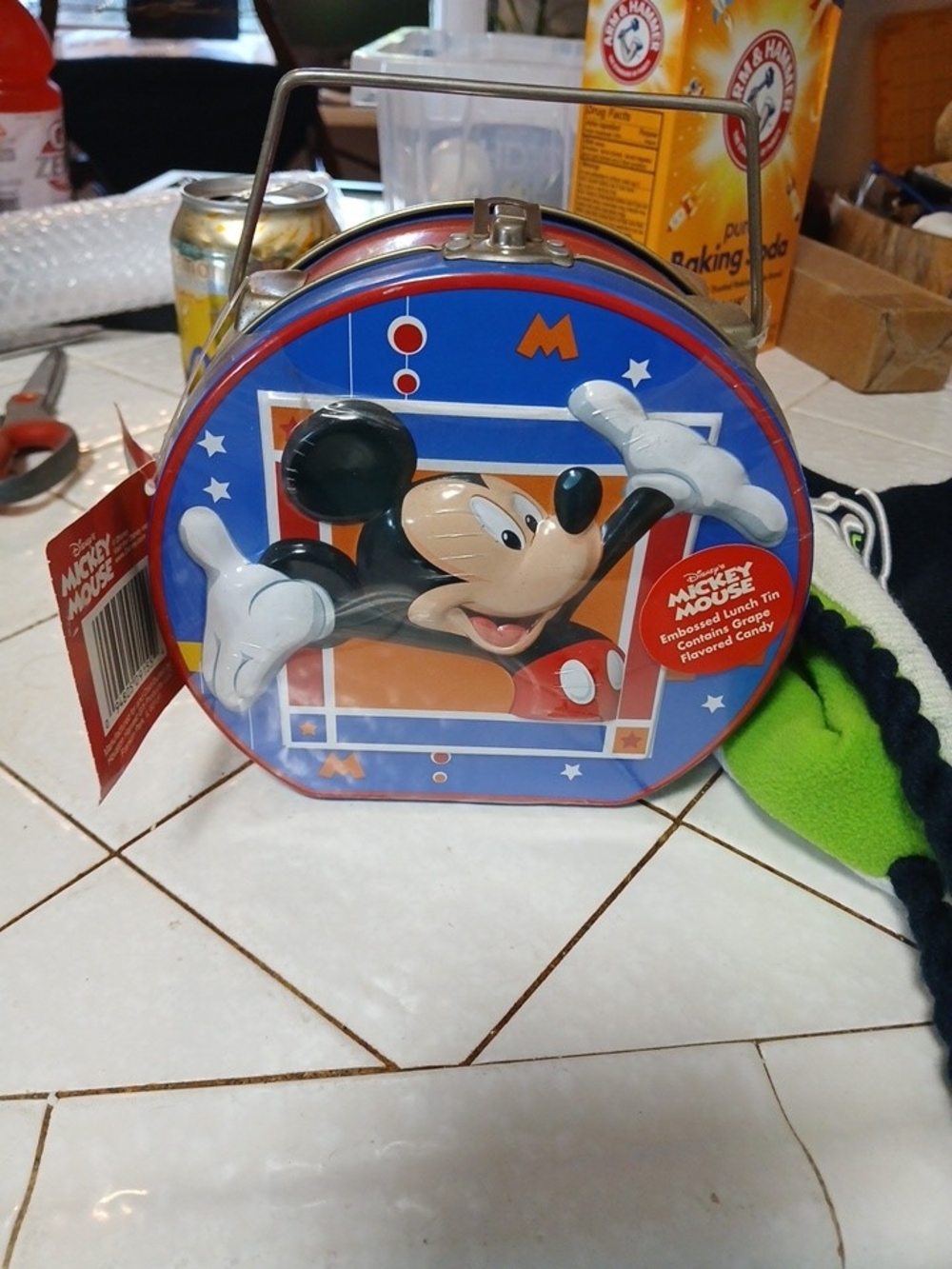 Disney Mickey Mouse Blue and Red Tin Lunch Box